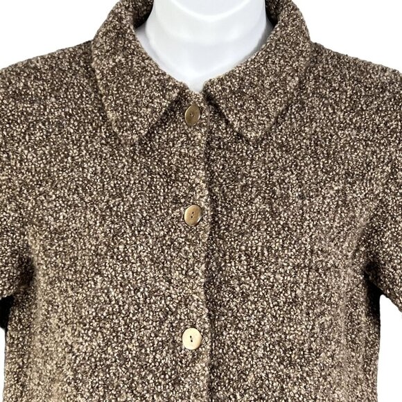 Talbots Womens M Wool Cardigan Made In Italy Marled Brown Grandmacore Timeless - Picture 7 of 16